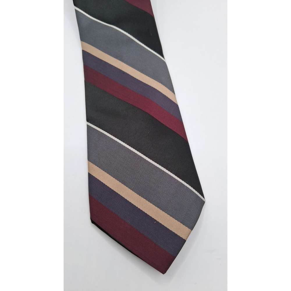 The Mens Store Tie  Retro Gray Burgundy Striped